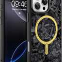 AIGOMARA Magnetic for iPhone 16 Pro Max Case, Compatible with Magsafe, Glossy Slim Hard PC Back Soft TPU Bumper Protective Shockproof Phone Case, Black