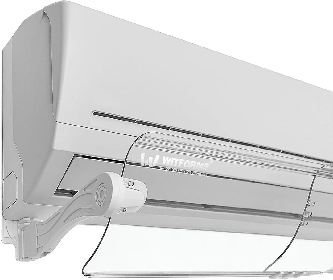 WITFORMS PREMIUM PLUS - Adjustable AC air deflector - 360° Rotatable - Extends 24" to 43" Length - Fits Most Standard Split air conditioners - Transparent Design - Measure Before Purchase