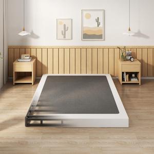 EMODA 5 Inch Box Spring Queen Size Bed Base, Heavy Duty Metal Queen Mattress Foundation with Fabric Cover, Easy Assembly, Black