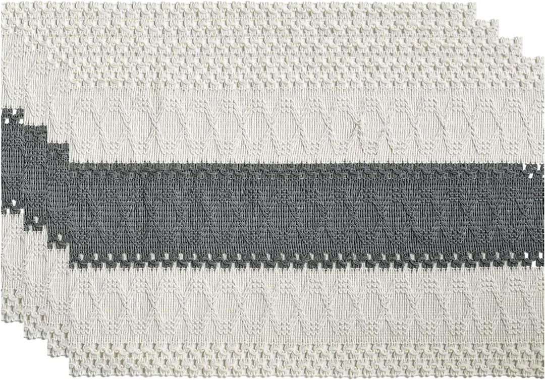 Artoid Mode Dark Grey Farmhouse Rustic Placemats Set of 4,12x18 Inch Seasonal Holiday Hollow Table Mats Party Kitchen Dining Decoration