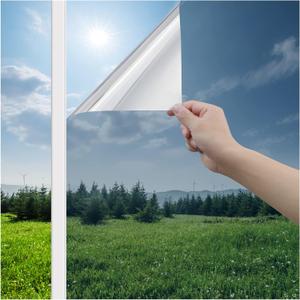 Haton Window Privacy Film One Way Window Tint for Home, Sun UV Blocking Reflective Mirror Film Heat Control, No Glue Static Cling See Out Not in Glass Door Covering, Silver, 35.4" x 157.4" (35.4"x157.4", Silver Silver)