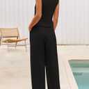 MEROKEETY Women's 2 Piece Outfits Summer 2026 Sleeveless Suit Vest Wide Leg Pants Business Work Casual Blazer Sets