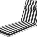 Outdoor Chaise Lounge Cushion, Black&White Stripes, 80x26x3 in, 1 Count-80 in L X 26 in W X 3 in T