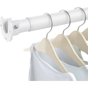 Closet Rods for Hanging Clothes, 17 to 84 Inch Heavy Duty Stepless Adjustable Closet Hanging Rod, 1.3 Inch Diameter Metal Closet Rod for Wardrobes Laundry Bedroom RV, White