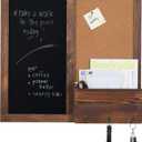 MyGift Rustic Dark Brown Wood Wall-Mounted Chalkboard with Cork Board, Mail Sorter, & Key Hooks