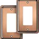 Henne Bery Rope Edge Decorative Wall Plate Switch Plate Outlet Cover (Single Decorator, 2 Pack, Antique Copper)