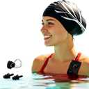 Extra Large Black Silicone Swim Cap for Long Hair - Odor-Free with 3D Ear Protection, Non-Slip Ultimate Fit for Women & Men Adults