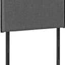 Modway Camille Linen Fabric Upholstered Twin Headboard in Gray with French Piping