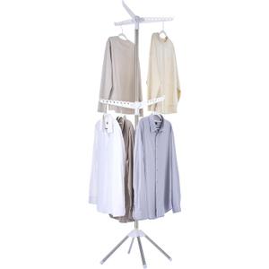 Clothes Drying Rack Foldable, 74.8 inch 2 Tier Laundry Drying Rack with Rotating Clothes Rail for 54 Pieces of Clothes, Space Saving, Indoor, Stainless Steel, White and Silver CDR002W01