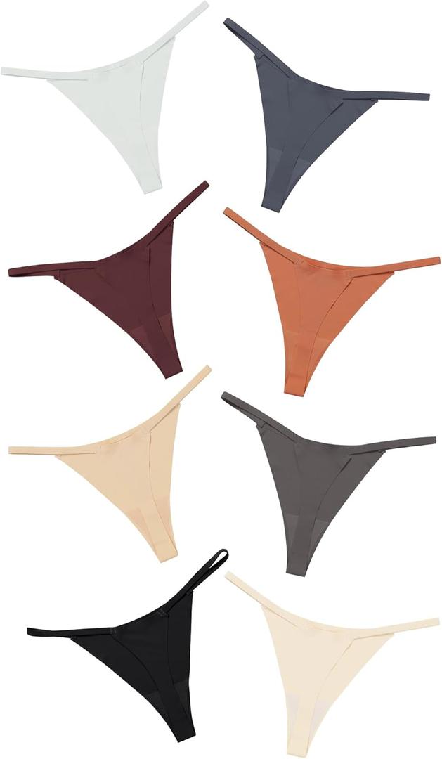 DEANGELMON Seamless G-string Thongs for Women - No Show Thong Underwear Low Rise Stretch Panties Workout Pack, L 
