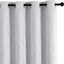 SMILE WEAVER Greyish White Curtains for Bedroom 96 Inch Long 2 Panels,Gold Printed Design Soft Thick Thermal Insulated Light Blocking Room Darkening Window Drapes for Living Room (52"W x 96"L (Pack of 2), Greyish White Gold)
