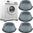 4 Pack Anti-Vibration Pads for Washing Machine and Dryer - Shock, Noise Cancelling Anti-Walk Stabilizer Feet Pads - Universal Fit for Washer, Dryer, Fridge (Gray)