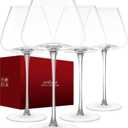 Hand-Blown 23.5OZ Crystal Wine Glasses Set of 4 for Pinot Noir, Burgundy, Bordeaux, Large Lead-Free Crystal Glasses with Unique Bottom Design for Red, White Wine, Big Oversized Glasses 