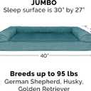 Furhaven Orthopedic Dog Bed for Large Dogs w/ Removable Bolsters & Washable Cover, For Dogs Up to 95 lbs - Plush & Suede Sofa - Deep Pool, Jumbo/XL