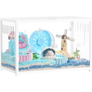 BUCATSTATE Hamster Cage Metal 2.0 - Small Animal Habitats Large Stackable with Top Access Easy Assemble 31.4L*17.6W*20H Inches Dwarf Syrian Hamster House for Guinea Pig, Gerbil (552sq inch White)