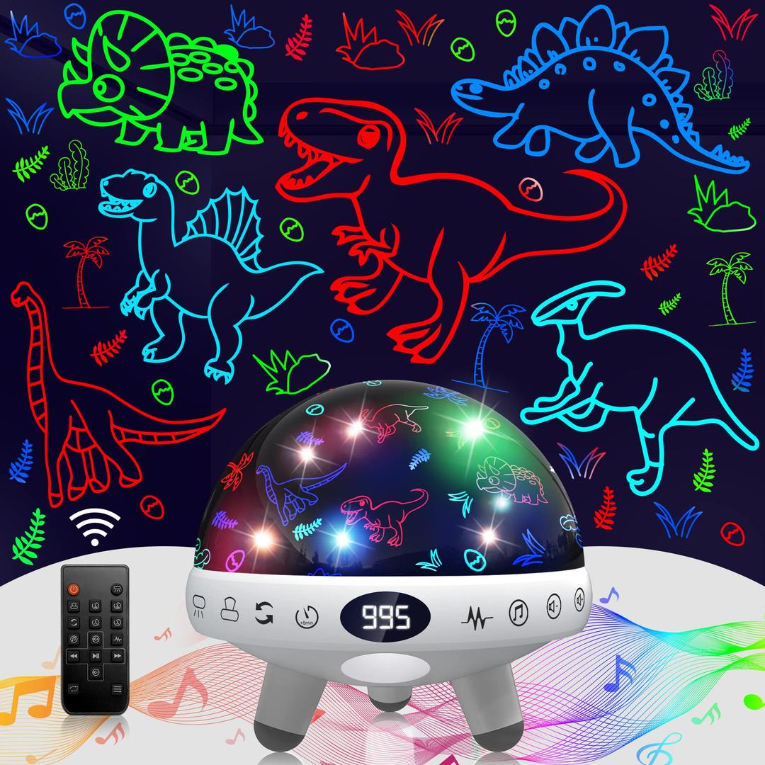 YACHANCE Dinosaur Night Light Projector for Kids with Timer & Remote. Dinosaur Gifts for 1-12 Year Boy. Dinosaur Toys for Kids 5-7 Year Old. Dinosaur Decor for Boys Room. Baby Night Light with 29 Sounds