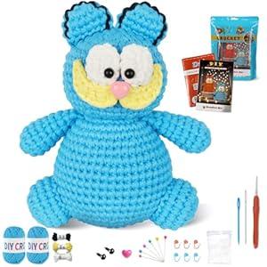 YOOAOYO Crochet Kit for Beginners, Crochet Starter Kit with Step-by-Step Video Tutorials, Beginner Crochet Kit Suitable for Adults, Kids and Women, Complete Kit Birthday Holiday Gift-(Blue Cat)