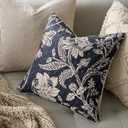 Vintage Floral Pillow Covers 20x20Navy Blue Throw Pillow Covers Decorative Neutral Modern Farmhouse Boho Patterned Cotton Square Cushions Accent Covers Sofa Bed Living Room Pillowcases Pack of 2