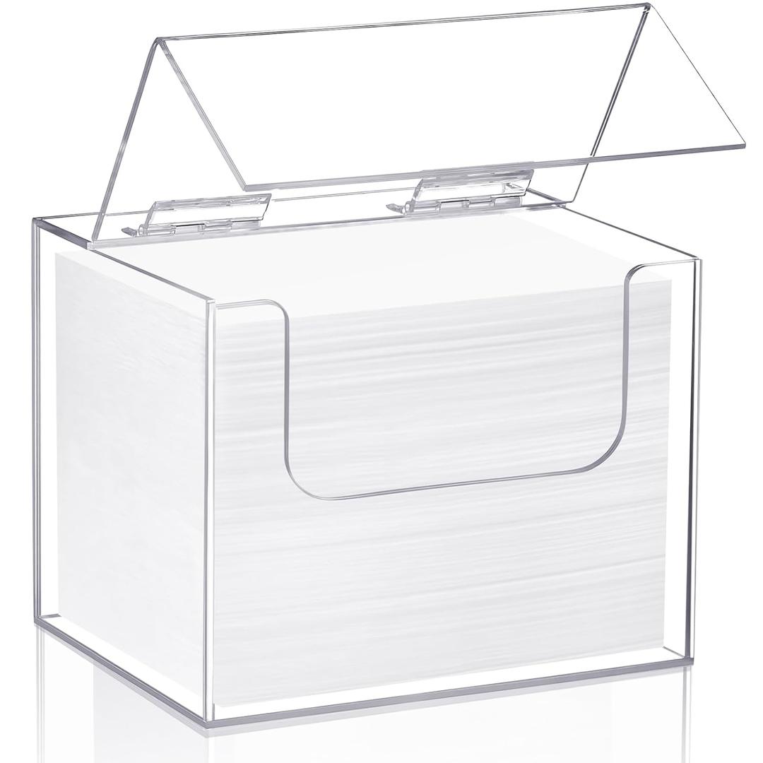 Briwooody Disposable Face Towel Storage Box Compatible with XL Acrylic Container Wall Mounted Clean Towel Holder for Facial Washcloth Supplies(Clear)