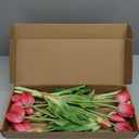 Mizii 15Pcs Red Tulips Artificial Flowers Latex Plastic Real Touch Fake Tulips Flowers Look Real Faux Tulip Flower Bouquet Decoration for Vase Room Table Centerpieces Home Decor (Red)