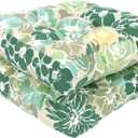 Outdoor Chair Cushions, Outdoor Cushions 19x19 inch, Patio Chair Cushions Seat Pads, Indoor Full-Length Ties for Non-Slip Support, Plump Filling, Premium Thick Fiber, Set of 2, Green Flowers