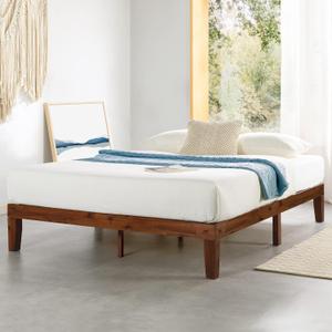 Mellow Naturalista Classic 12 Inch Solid Wood Platform Bed with Wooden Slats, Cal King, Espresso, California King