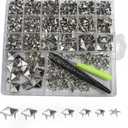 Uliche 820 Pcs Square Pyramid&Star Four-jaw Studs for Clothing,Punk Rivet Kit,Spikes and Studs for Leathercraft Accessories,DIY Craft Decoration for Punk Style Clothes Belts Bags Shoes Dog Collar