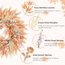 Fall Wreaths for Front Door with Fall Leaves Front Door Wreath Decor, Farmhouse Outdoor Fall Wreath, Large Autumn Wreaths for Outside/Indoor