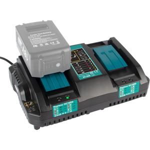 DC18RD 14.4V-18V Rapid Dual Ports Charger for Makita 18V Battery, Compatible with Makita 14.4V-18V Battery BL1850B BL1860B BL1830B BL1840B BL1820B & Charger DC18RC DC18SF DC18RT