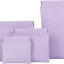 2 x 4Pcs Purse Pouches for Inside Purse, Squeeze Coin Purse Pouch, Waterproof Leather Portable Mini Makeup Bag & Travel Toiletry Organizer (Purple)