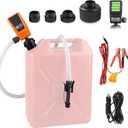 Fuel Transfer Pump with Auto-stop Sensor Leak Protection and 4 Tank Adapter, 3.2GPM, 51" Hose, 3 Power Modes, Battery Powered/12 Volt Portable Liquid Pump for Diesel, Oil