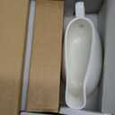 Nucookery Large 17 Oz Gravy Boat with Saucer, White Fine Porcelain Saucier With Big Dripless Lip Spout, Bowl For Thanksgiving, Warming Sauces, Salad Dressings, Milk, More, Microwave & Freezer Safe