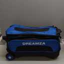 2 Ball Bowling Bag with Wheels, Double Bowling Ball Bag 2 Ball Roller w/Separate Compartment for Shoes Up to US Mens Size 16, w/Retractable Handle Extends to 40" & Accessories Pocket (Blue)