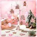 30 Pcs Pink Christmas Gingerbread Hanging Ornaments Pastel Gingerbread Ornaments Candy and House Soft PVC Christmas Tree Wall Hanging Decoration for Xmas Party Office Home Decor Winter