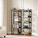 Hosfais 5 Tier Tall Bookshelf: Industrial Wood Book Shelf with Edge Protection Metal Narrow Bookshelf Bookcase Storage Organizer Display Rack for Living Room Home Office (Rustic Brown)