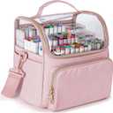 Large Marker Organizer Case for 180 Markers, Marker Storage Bag with Dividers and 4 Pockets for Paint Markers, Paint Brushes, Colored Pencils or Other Art Supplies, Pink (Patented Design)