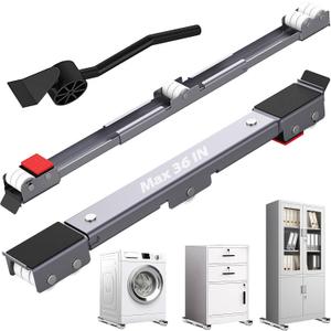 Appliance Rollers Heavy Duty,Max 36inch Extendable Appliance Sliders with Anti-Slip Column Feet & Lifter Lever Tool,Easily Move Washer,Dryer Machines,Furniture, Refrigerators Base Stand Up to 1322Lbs
