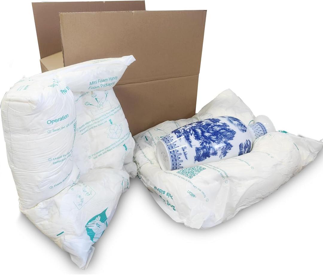 6 Pcs 21”x25” large Size Expanding Packing Foam, Protective Packaging Foam for Shipping Fragile Items, Protects Electronics, PC, Glassware, Pottery & Irregular Shapes