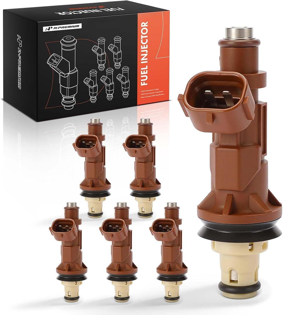 A-Premium Set of 6 Fuel Injectors Compatible with Toyota Tacoma, Tundra, 4Runner 1999 2000 2001 2002 2003 2004, V6 3.4L, Naturally Aspirated, Replace# 2320962040