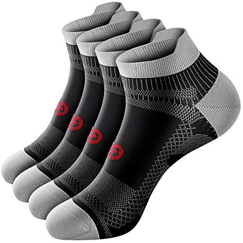 PAPLUS Compression Socks for Men & Women, Low Cut Ankle Running Socks with Arch Support, Plantar Fasciitis Relief for Walking, Cycling, Golf, Travel, Nurses, 2 Pairs, L/XL