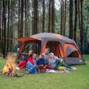 8–10-12 Person Camping Tent, 2 Room Family Tent with Zippered Divider, Porch, Rainfly, Extra Large Waterproof Cabin Tent with 3 Mesh Doors & Windows, Easy Setup 7.1 ft Tall Tent for Outdoor Camping