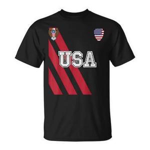 American Soccer Jersey USA Flag Football Ball July 4 Travel T-Shirt Size L