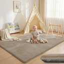 Baby Play Mat for Floor 1.3" Thick Foam Padded Area Rug 79"x 158" (Brown)