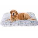 FCheng Plush Square Dog Mat, Cat Mat, Easy Wash, Non-Slip, Super Soft Deep Sleep Pet Bed, Suitable for  Dogs. (Gray, Large)