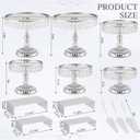 Lallisa 13 Piece Silver Cake Stand Set, Vintage Cake Dessert Display with Crystal Rim & Cupcake Trays for Wedding, Birthday Anniversary Parties, Dessert Table Decoration