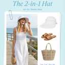 2-in-1 Womens Sun Visor Sun Hat Zipper Off Ponytail Friendly, Lightweight Quick Dry, Summer UV Protection (One Size, White)