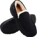 Vonair Mens Moccasin Slippers Indoor Outdoor Slip on Warm House Shoes Breathable Moccasins for Men (10, Black)
