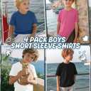 YooAurvox 4 Pack Teen Boys Short Sleeve Shirts, 4-Color, 7-8 Years