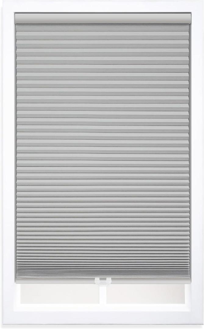 DEZ FURNISHINGS Cordless 1.5" Blackout Cellular Shade, Sterling Gray, 44" W x 36" H