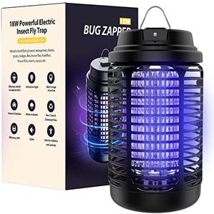 Bug Zapper Outdoor, Mosquito Zapper Indoor with Dusk to Dawn Light Sensor, 4000V Electric Fly Zapper, Waterproof Mosquito Killer, Fly Trap for Home, Patio, Kitchen, Garden - 9.8 FT Length Cable